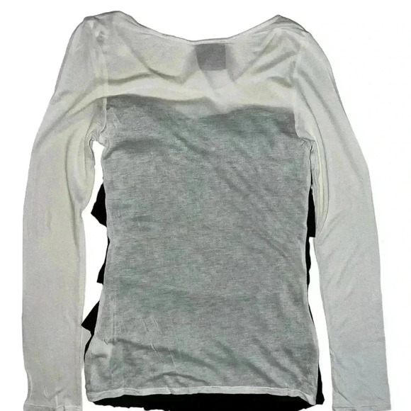 Cream long sleeve with black ruffle over top size medium - Picture 3 of 8